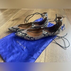 Aquazurra Firenze Christy snakeskin leather flats